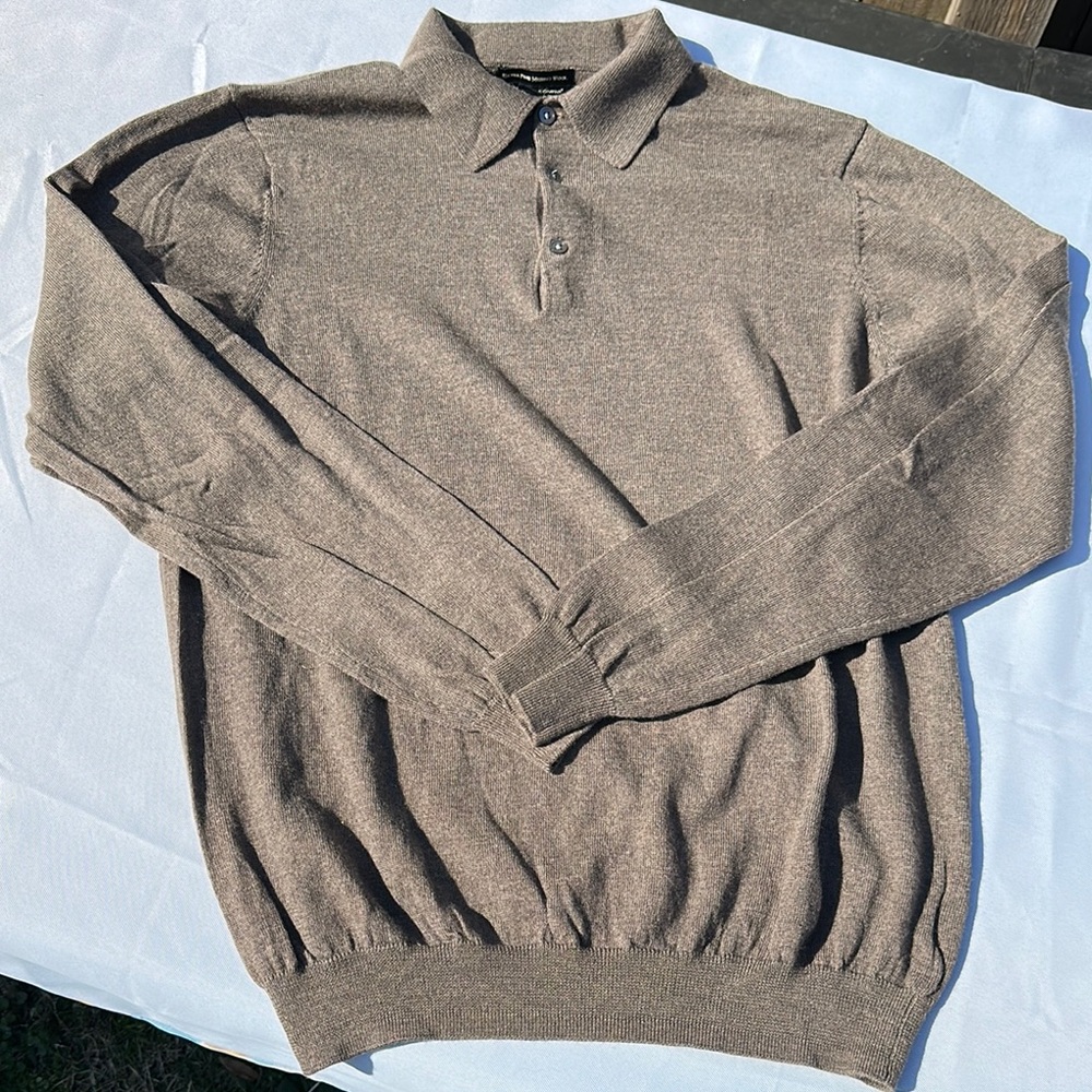 Pronto Uomo 100% Fine Merino Wool Brown Pullover Sweater